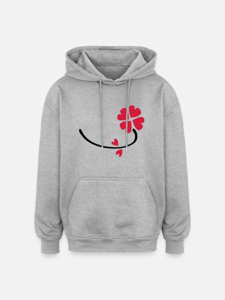 Herzblume - Oversized Unisex Hoodie - Grau meliert