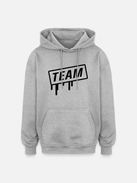 team - Sweat à capuche oversize unisexe - gris chiné