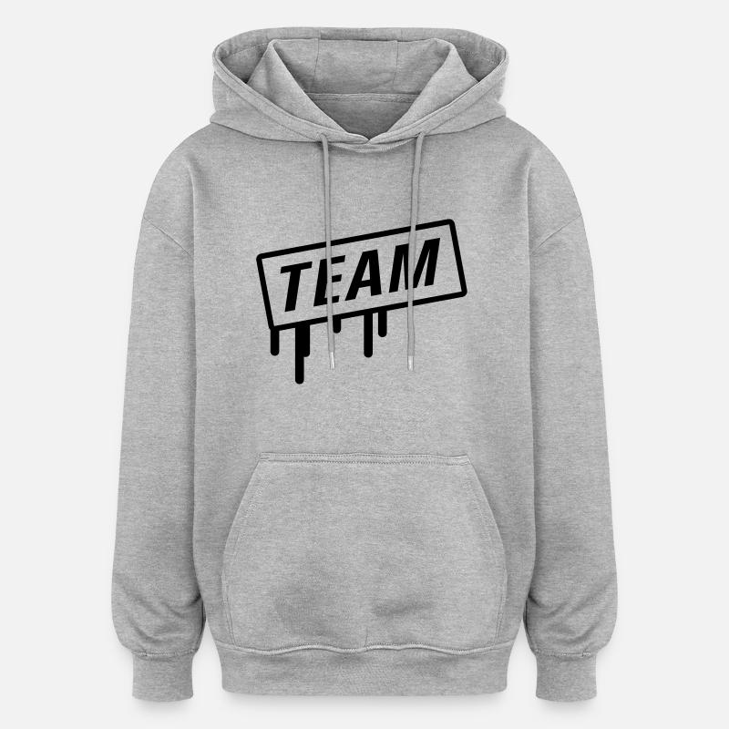 team - Sweat à capuche oversize unisexe - gris chiné
