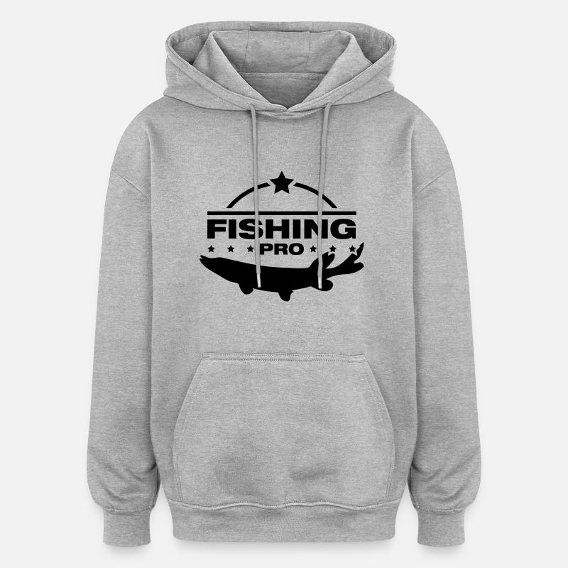 fishing_pro_design_qu1 - Sweat à capuche oversize unisexe - gris chiné