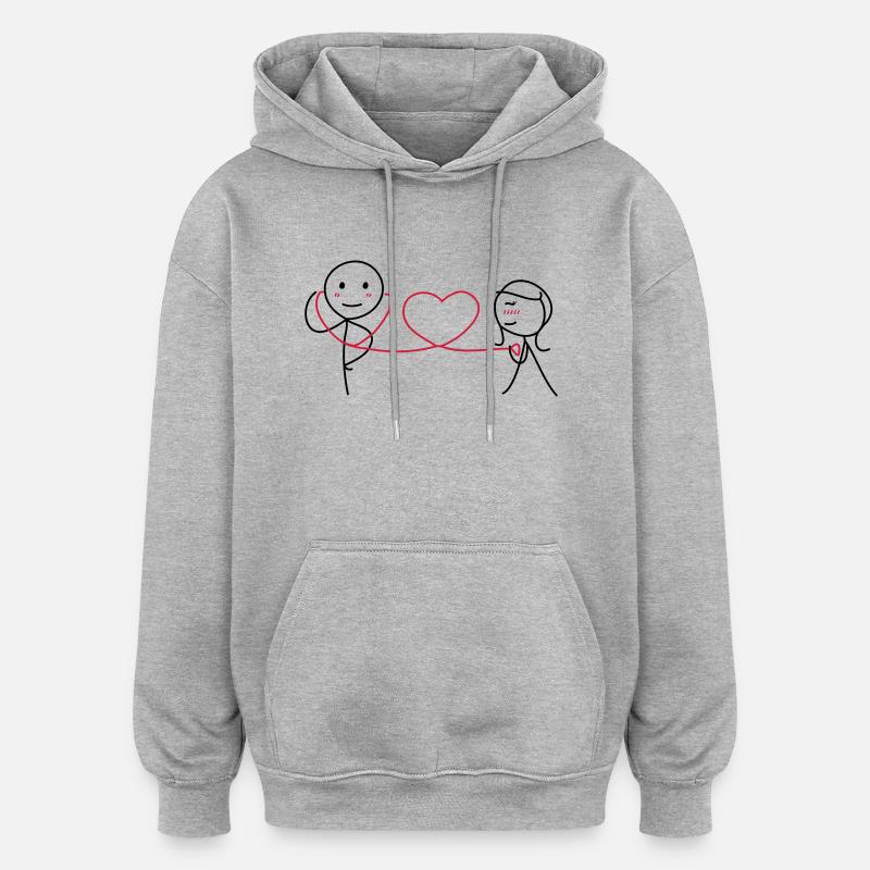 Ensemble pour toujours (AMOUR) - Sweat à capuche oversize unisexe - gris chiné