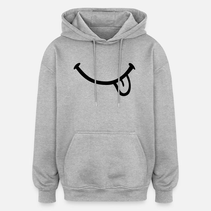 Smiley Langue - Sweat à capuche oversize unisexe - gris chiné