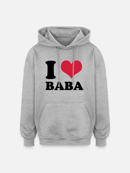 j'aime baba - Sweat à capuche oversize unisexe - gris chiné