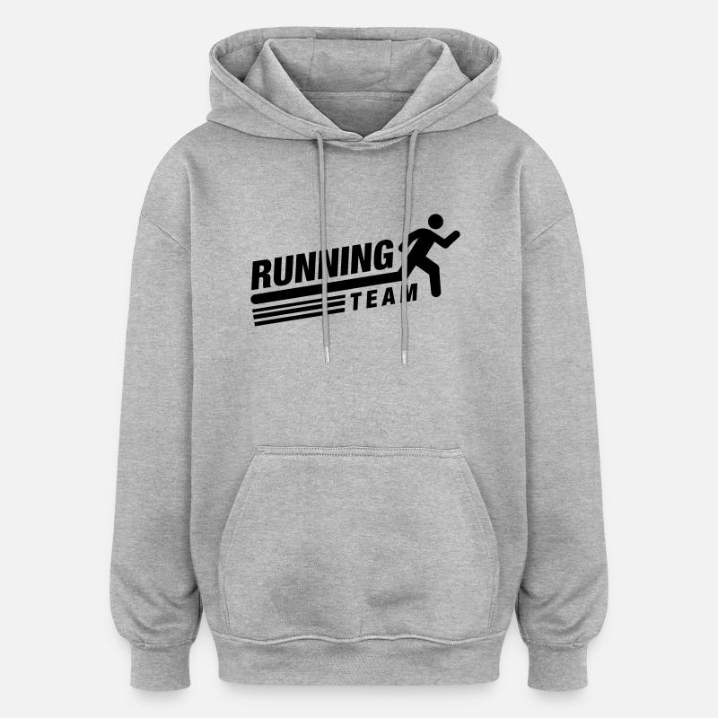 running_team_ll1 - Sweat à capuche oversize unisexe - gris chiné