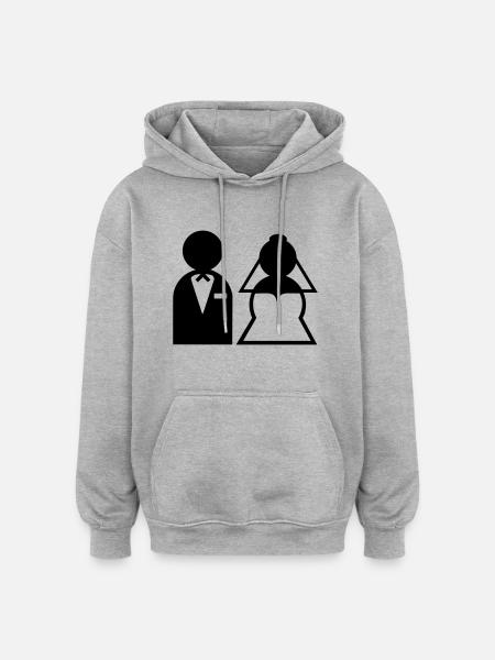wedding_couple__f1 - Sweat à capuche oversize unisexe - gris chiné