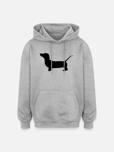 dog dackel - Oversized Unisex Hoodie - Grau meliert