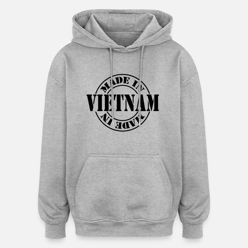 made in vietnam m1k2 - Sweat à capuche oversize unisexe - gris chiné