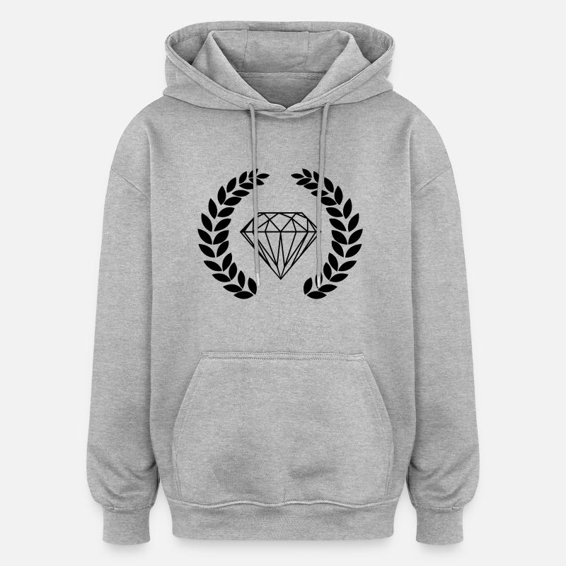 diamant - Sweat à capuche oversize unisexe - gris chiné