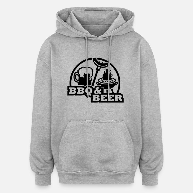 BBQ Beer - Sweat à capuche oversize unisexe - gris chiné