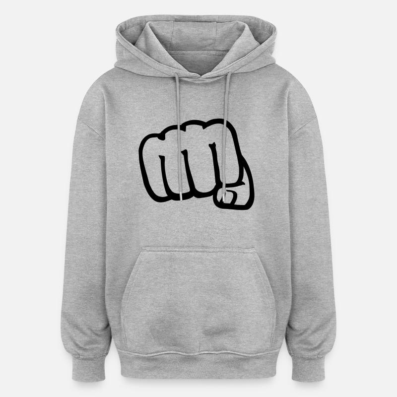 Poing - Sweat à capuche oversize unisexe - gris chiné