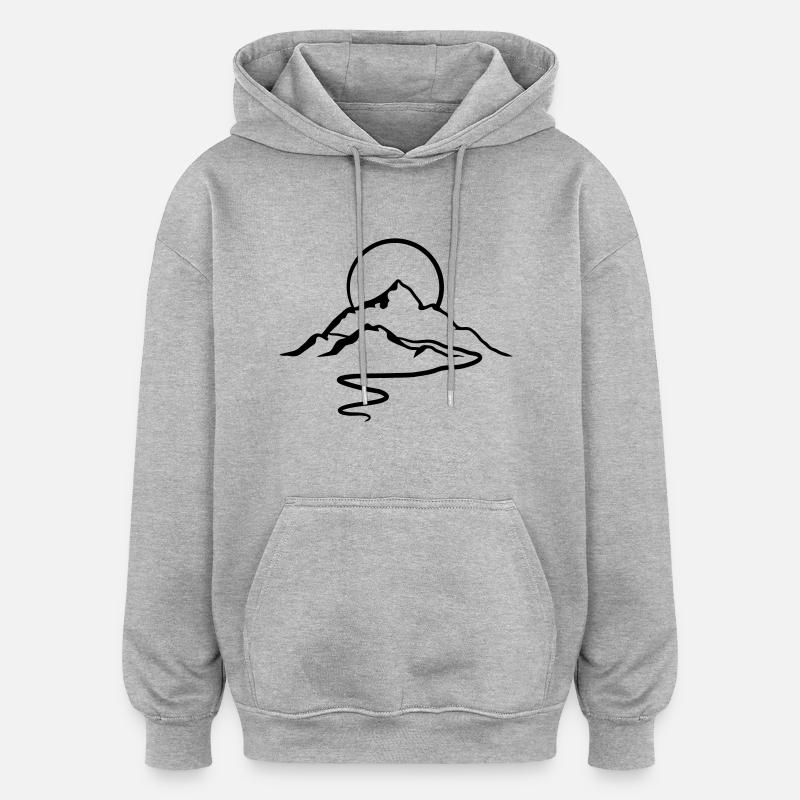 Berge Alpen Wanderweg Sonne - Oversized Unisex Hoodie - Grau meliert