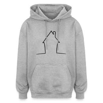 Linien Haus - Oversized Unisex Hoodie - Grau meliert - Vorne - Noah (186cm)