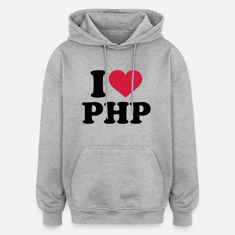 PHP - Oversized Unisex Hoodie - Grau meliert