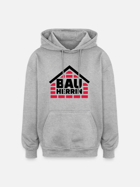 Bauherrin - Oversized Unisex Hoodie - Grau meliert