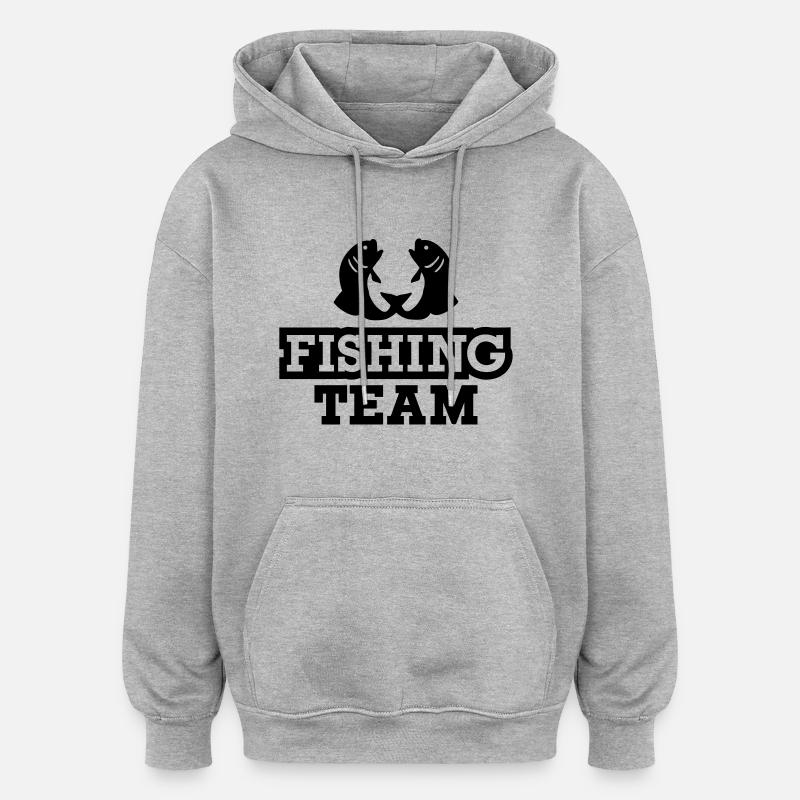 Fishing Team - Sweat à capuche oversize unisexe - gris chiné