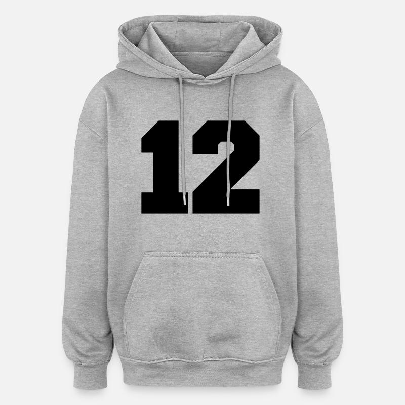 12 - Sweat à capuche oversize unisexe - gris chiné