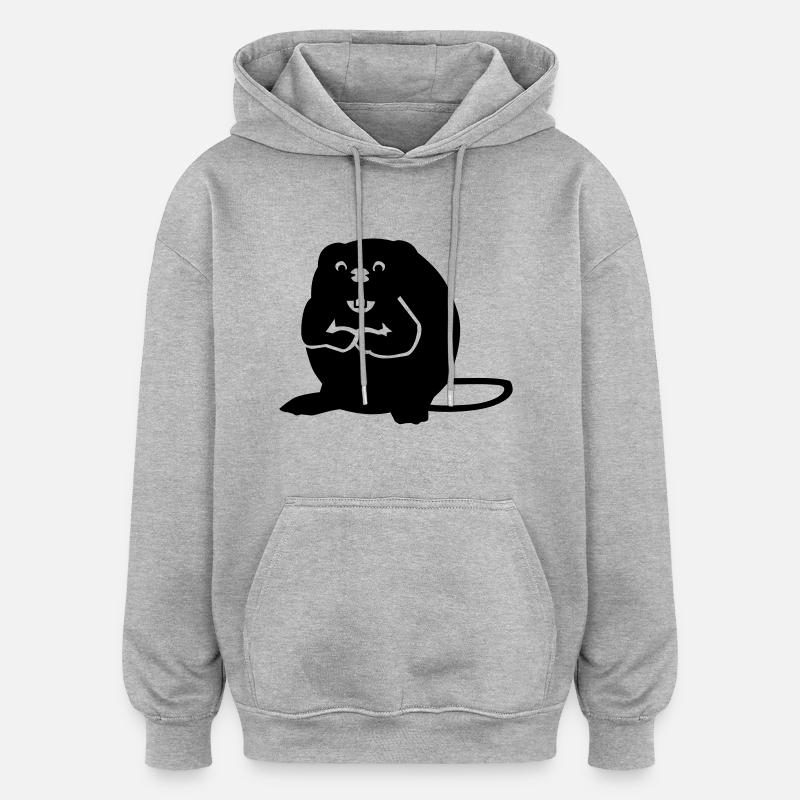 Castor - Sweat à capuche oversize unisexe - gris chiné