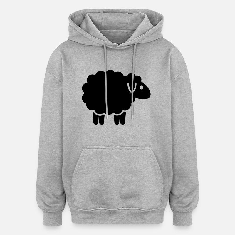 Mouton - Sweat à capuche oversize unisexe - gris chiné