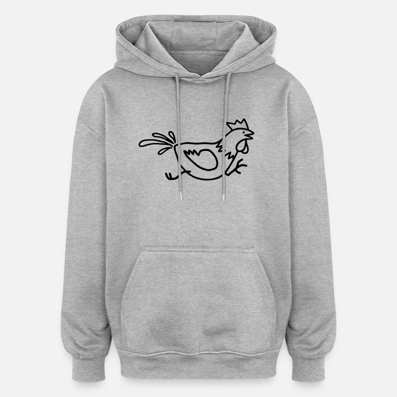 Rennender Hahn - Oversized Unisex Hoodie - Grau meliert
