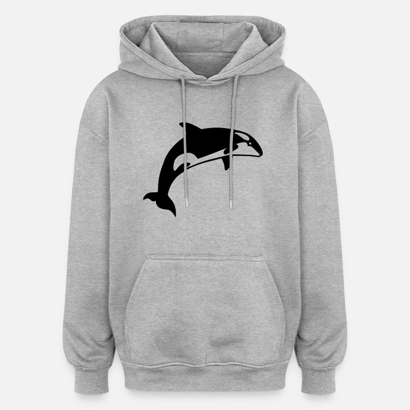 Baleine - Sweat à capuche oversize unisexe - gris chiné