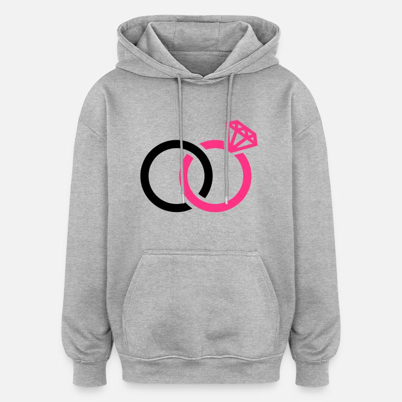 Bagues - Sweat à capuche oversize unisexe - gris chiné