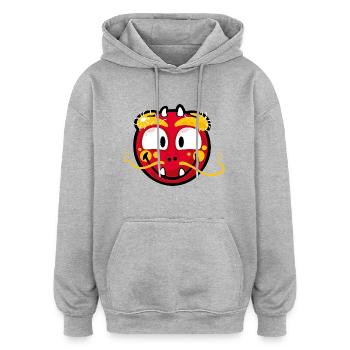 Smiley Dragon - Oversized Unisex Hoodie - heather grey - Front - Noah (186cm)