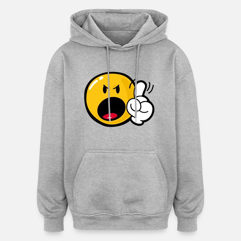 Smiley Anger Cross - Sweat à capuche oversize unisexe - gris chiné
