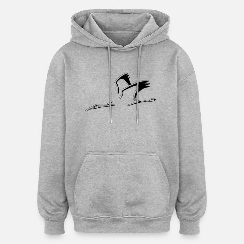 voler cigogne 3D - Sweat à capuche oversize unisexe - gris chiné