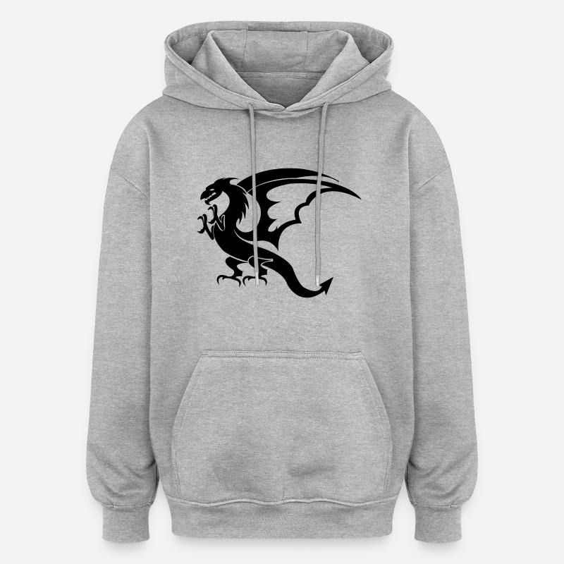 dragon - Sweat à capuche oversize unisexe - gris chiné