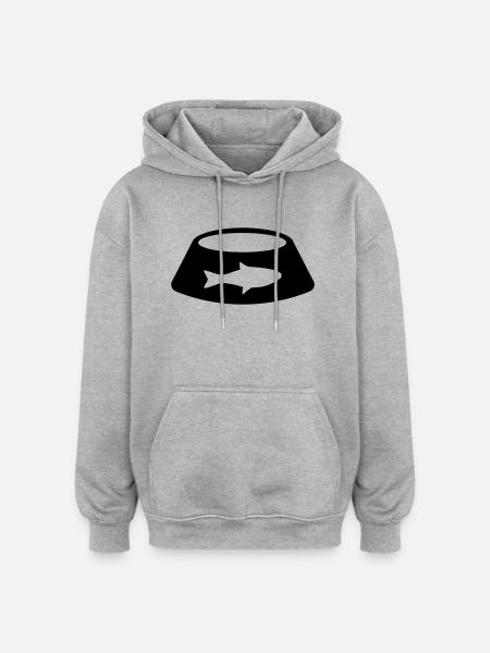Cats bowl - Oversized Unisex Hoodie - heather grey