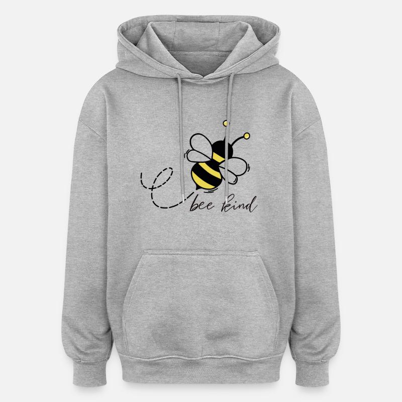 Bee kind - Sweat à capuche oversize unisexe - gris chiné