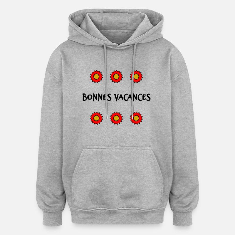 VACANCES. VIVE LES VACANCES. VACANCES. - Sweat à capuche oversize unisexe - gris chiné