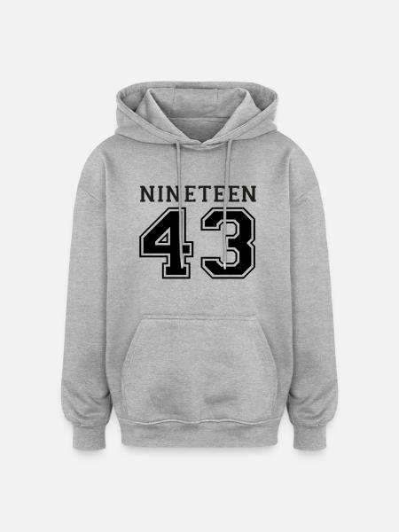 1943 - Oversized Unisex Hoodie - Grau meliert