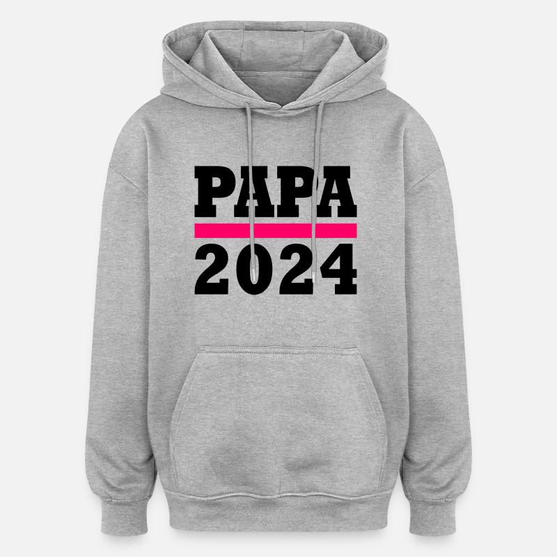 Papa 2024 - Sweat à capuche oversize unisexe - gris chiné