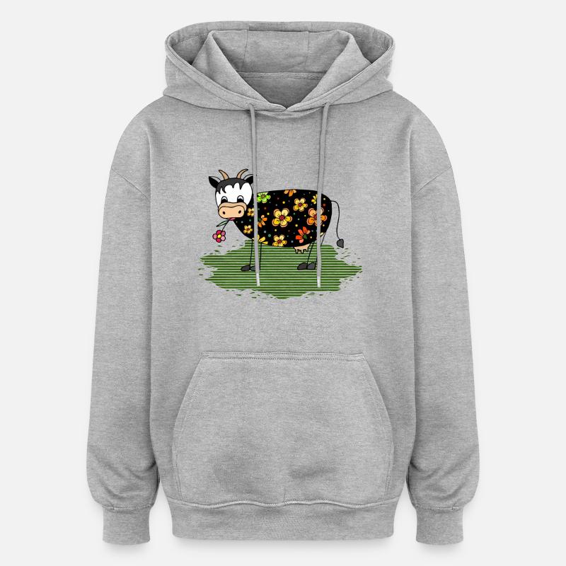 Vache - Sweat à capuche oversize unisexe - gris chiné