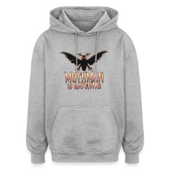 MOTHMAN REGARDE - Sweat à capuche oversize unisexe - gris chiné - Devant - Noah (186cm)