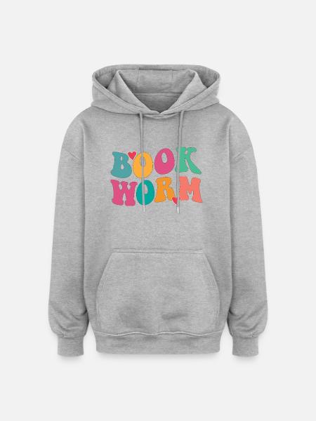 Book worm - Oversized Unisex Hoodie - Grau meliert