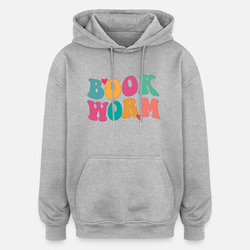 Ver de bibliothèque - Sweat à capuche oversize unisexe - gris chiné