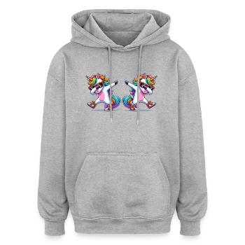 Bande dessinée Licorne 2 - Sweat à capuche oversize unisexe - gris chiné - Devant - Noah (186cm)