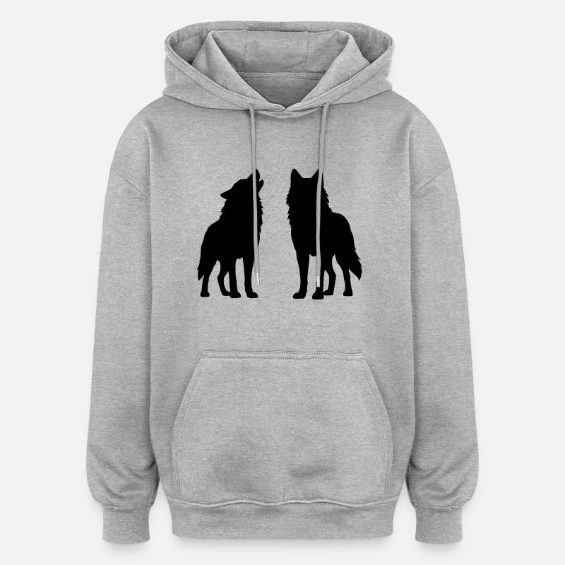 woelfe - Sweat à capuche oversize unisexe - gris chiné