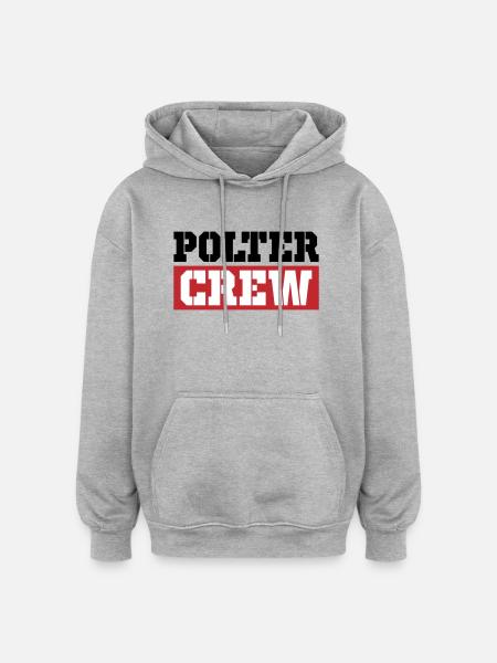 Polter Crew - Oversized Unisex Hoodie - Grau meliert