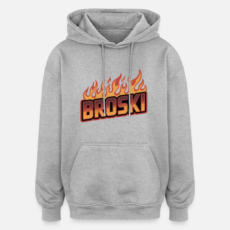 Broski - Bro Memes - Sweat à capuche oversize unisexe - gris chiné