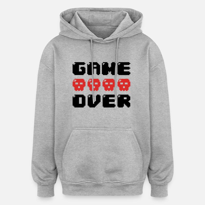 game over - Sweat à capuche oversize unisexe - gris chiné