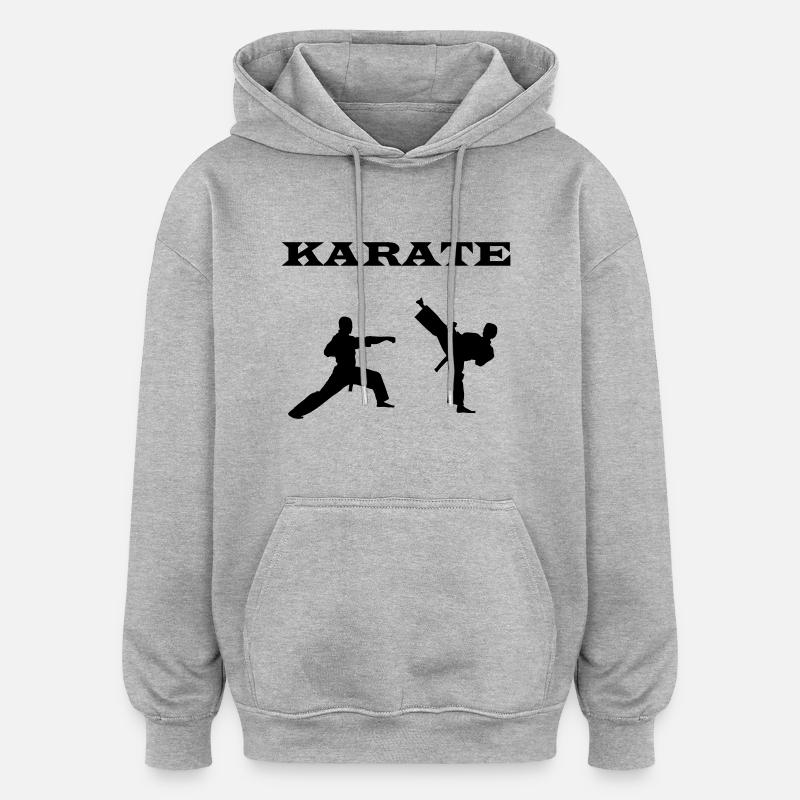 karaté - Sweat à capuche oversize unisexe - gris chiné