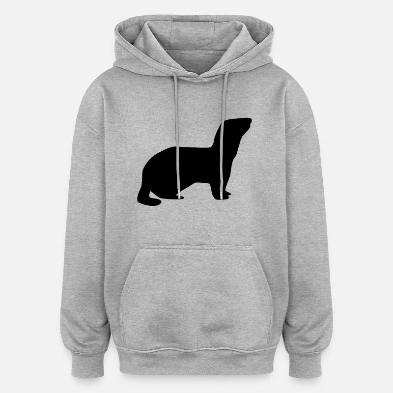 Frettchen - Oversized Unisex Hoodie - Grau meliert