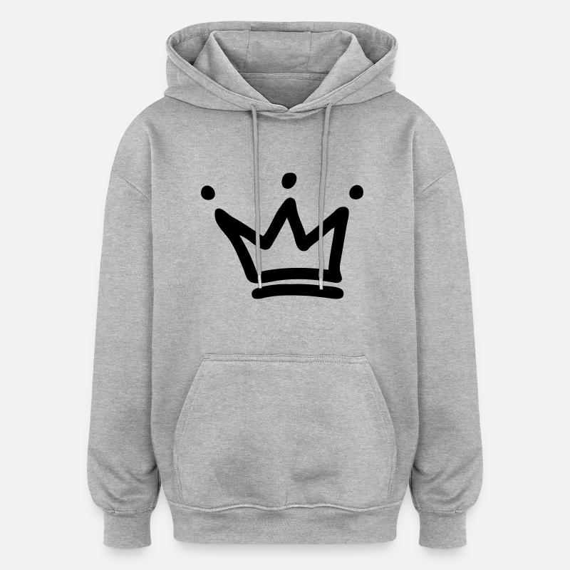 couronne - Sweat à capuche oversize unisexe - gris chiné