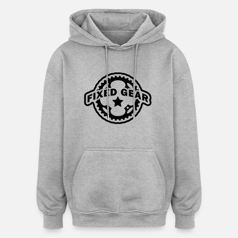 Fixed Gear Fixie Chainring - Oversized Unisex Hoodie - heather grey
