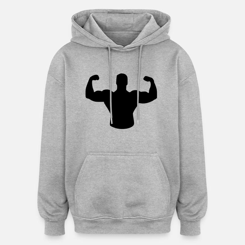 musculation - Sweat à capuche oversize unisexe - gris chiné