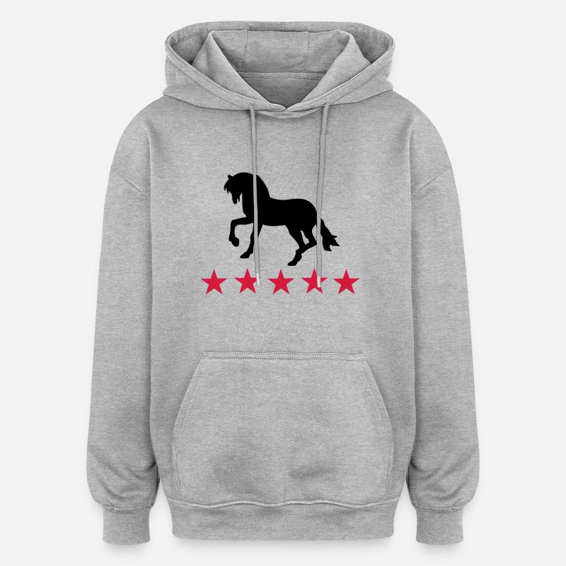 chevaux - Sweat à capuche oversize unisexe - gris chiné