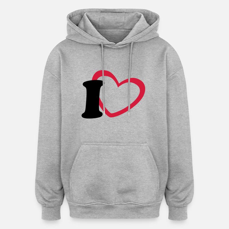 J'adore - Sweat à capuche oversize unisexe - gris chiné